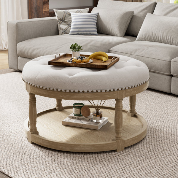 Ophelia & Co. Cristan 33" W Upholstered Round Storage Ottoman & Reviews ...